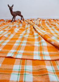 Set geruiten vintage gordijnen. 2 oranje retro overgordijnen - jaren 70