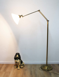Hollywood Regency lamp met witte kap. Gouden vintage vloerlamp