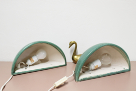 Set aardewerk vintage wandlampen. Groene retro Ikea lampen