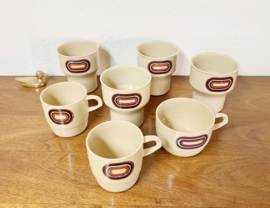 Vintage campingservies - rosti Mepal. 7 retro bekers en kopjes.