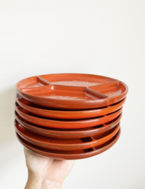 6 aardewerk vintage fondueborden - WAKU - West Germany. Set retro borden