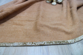 Grote beige / roest bruine vintage deken. Wollen retro sprei - 178 x 217 cm.