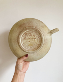 Aardewerk vintage kandelaar. Stenen Wabi Sabi kaarsenhouder
