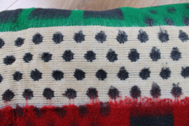 Kleurrijke vintage deken, geel -groen -rood. Retro sprei / plaid