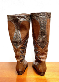 Bruin leren Cowboy Boots - maat 39,5. Lederen dames laarzen met hak