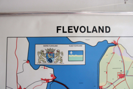 Vintage schoolplaat - Flevoland/Nederland. Grote retro Geografie landkaart