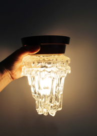 Vintage plafonnière van dik glas, Glashütte Limburg? Retro plafonnière / Thabur lamp