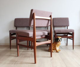 Set van 4 teakhouten vintage stoelen, Topform? Mid Century retro design stoelen.