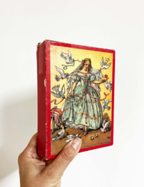 Vintage puzzel: Assepoester. Retro blokken / blokpuzzel in doos