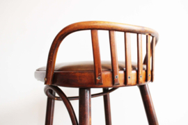 Houten vintage barkruk - Ligna / Thonet. Retro kruk met rugleuning