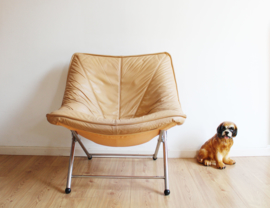 Lederen vintage fauteuil - Teun van Zanten voor Molinari. Retro design stoel
