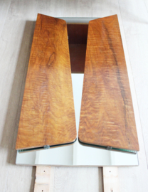 Vintage kaptafel met drieluik spiegel. Houten Mid Century kast / retro dressoir