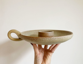 Aardewerk vintage kandelaar. Stenen Wabi Sabi kaarsenhouder