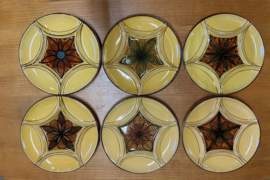 6 keramieken vintage borden -  Arnold Zahner. Set retro fondueborden