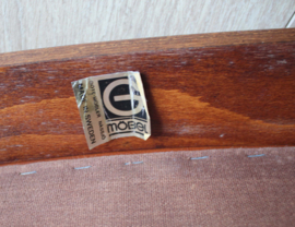 Vintage Ottoman met lederen kussen,  G-Möbel. Scandinavisch design voetenbank