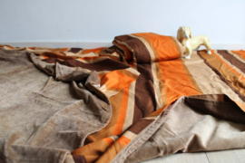 Set oranje/bruine vintage gordijnen. 2 gestreepte  retro overgordijnen - jaren 70