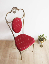 Antieke koper / messing stoeltje, Chiavari-stijl. Vintage Regency stoel.