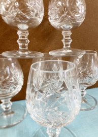 Set van 6 kristallen port / likeur glazen. Prachtige vintage glaasjes
