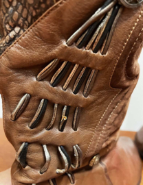 Bruin leren Cowboy Boots - maat 39,5. Lederen dames laarzen met hak