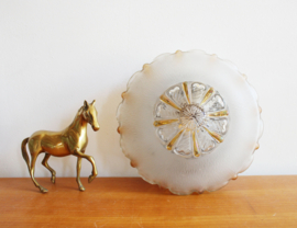 Art Deco stijl plafond / wand lamp. Vintage plafonnière van dik glas.