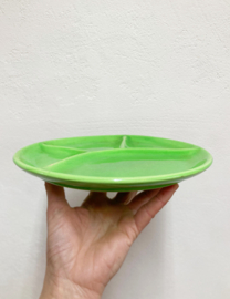 Grote set aardewerk vintage fondue borden. 11 groene retro bordjes