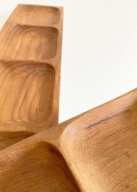 Set teak houten vintage schalen.  Boho snackschaal,  2 stuks