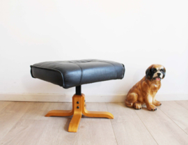 Vintage Ottoman met lederen kussen, Unico? Scandinavisch design voetenbank