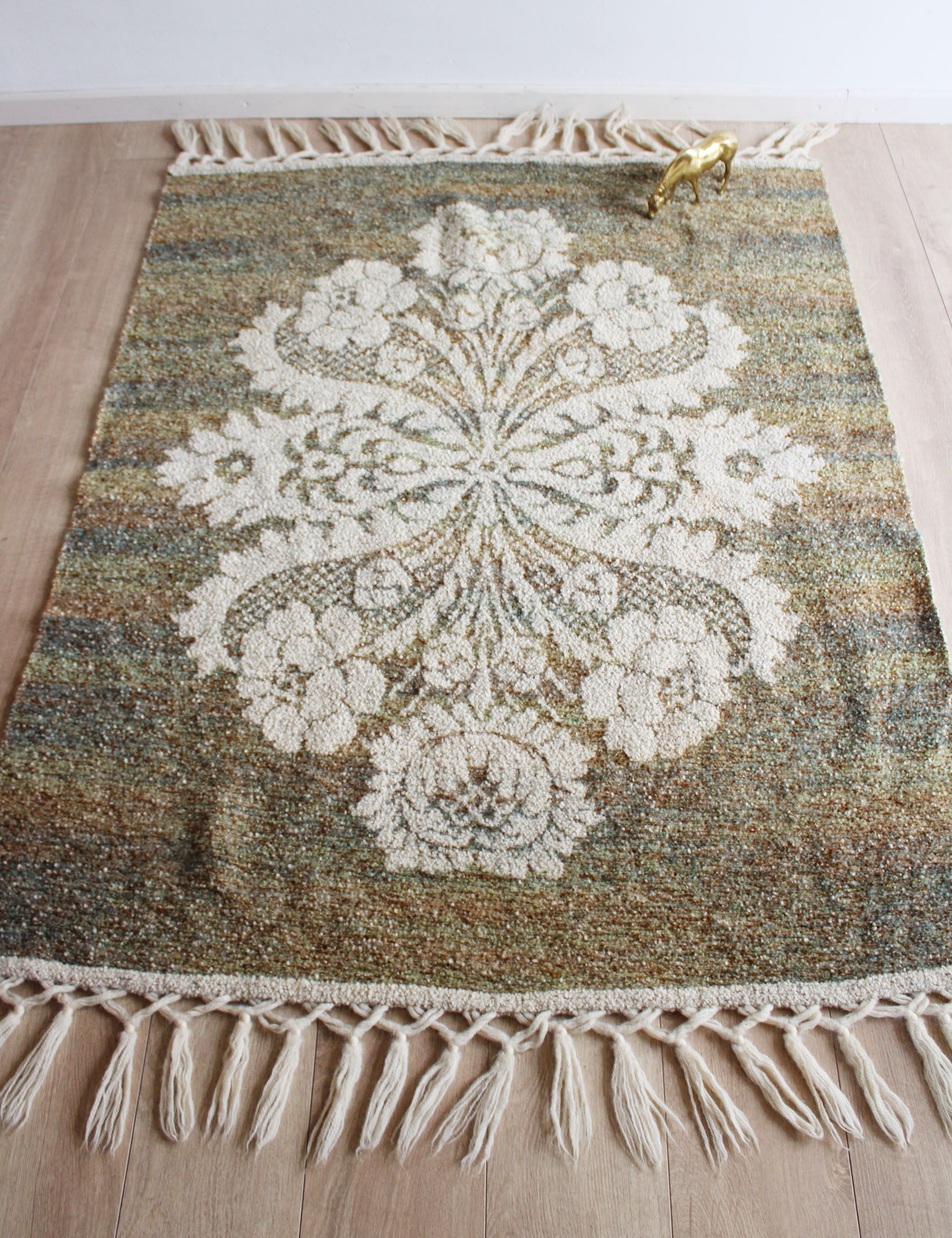 Vintage deken / plaid van kunstweverij de Ram.  Wollen retro tafelkleed1