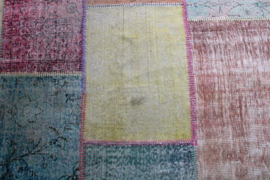 XXL vintage patchwork vloerkleed. Groot handgemaakt tapijt 250 x 350