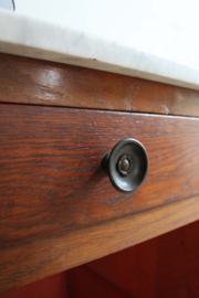Houten antieke commode met marmeren blad. Vintage kast / Art Deco dressoir