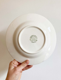 Set van 6 stenen borden. Groen/witte vintage bordjes - Ironstone tableware