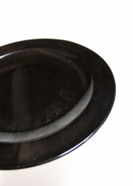 3 zwart glazen vintage bordjes- Arcoroc -France.  Set retro ontbijtbordjes