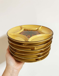 6 keramieken vintage borden -  Arnold Zahner. Set retro fondueborden