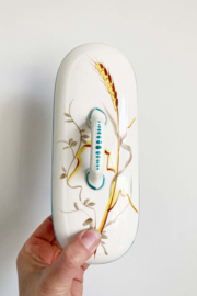 Antiek aardewerk zeep/kammen bakje - Société Céramique Maastricht. Vintage schaaltje met deksel.