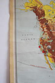 Vintage schoolplaat - Noord en Midden Amerika. Retro landkaart - USA - Canada -