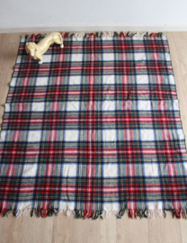Geblokte wollen vintage deken.  Retro Tartan plaid / sprei met ruitjes