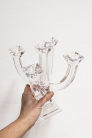 Glazen vintage kandelaar. Vijfarmige  kandelaber van loodkristal.