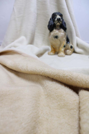 Bruin / beige retro Didas deken van dralon. Vegan sprei/ vintage plaid
