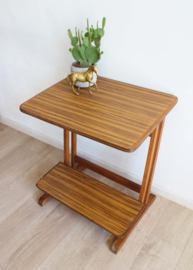 Houten vintage side table. Retro design bijzet/planten tafel