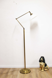 Hollywood Regency lamp met witte kap. Gouden vintage vloerlamp