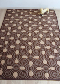 Bruin/beige vintage deken van dralon. Vegan sprei / retro plaid