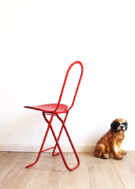 Rood vintage klapstoeltje, Dafne -Thema - Italy. Retro design folding chair