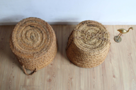 Set rieten Ibiza stijl manden. Bohemien opberg mand of overpot voor planten