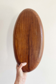 Teak houten vintage snackschaal,  Laur Jensen? Retro bord / schaal