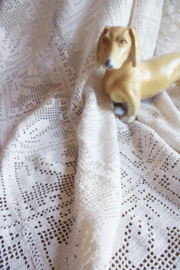 Gehaakte witte vintage sprei. Romantische deken / plaid, eenpersoons/twijfelaar