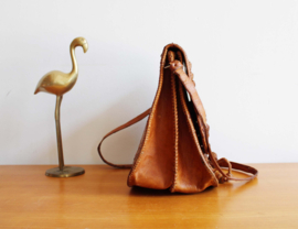 Vintage krokodillen lederen tas. Boho schoudertas met vakken, krokodil?