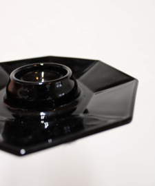 Set zwart glazen vintage eierdopjes - Arcoroc -France - Octime. 4 retro eierdoppen.