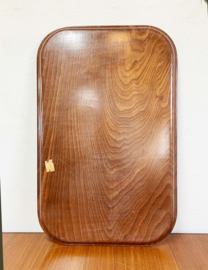 XXL Vintage dienblad met hout decor. Groot retro presenteerblad