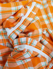 Set geruiten vintage gordijnen. 2 oranje retro overgordijnen - jaren 70