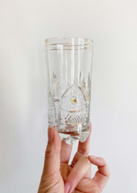 Set vintage longdrink glazen. Retro glaswerk met gouden details